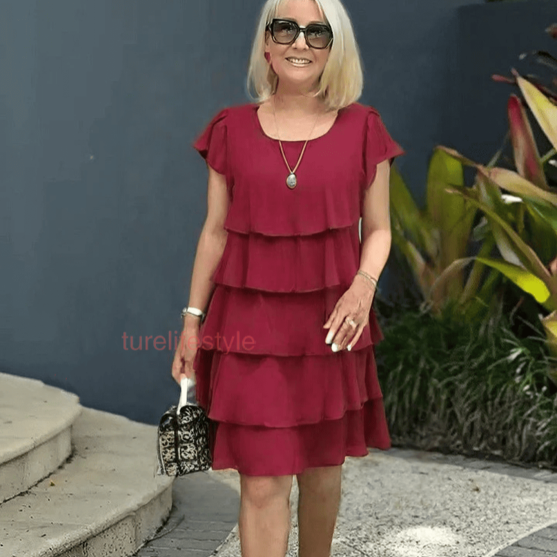 Robe décontractée à volants et coupe ondulée pour femmes