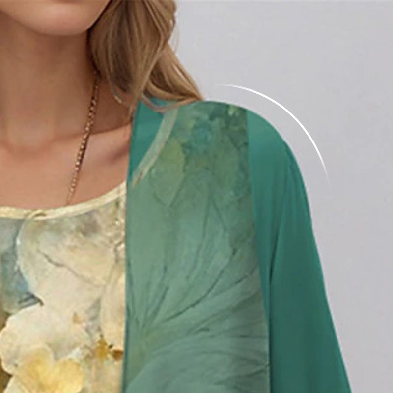 🌸Printemps 52% de réduction🌸Ensemble élégant 2 pièces : chemisier à manches mi-longues + robe