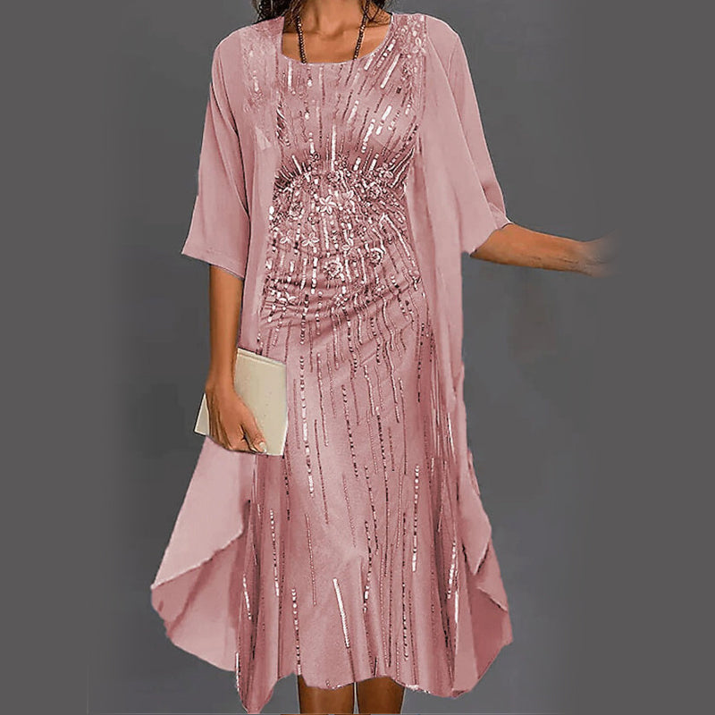 🌸Printemps 52% de réduction🌸Ensemble élégant 2 pièces : chemisier à manches mi-longues + robe