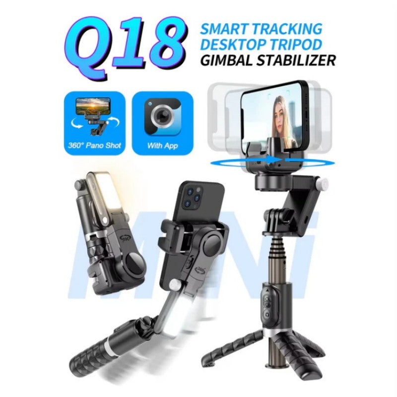 Stabilisateur à cardan pliable à 3 axes et rotatif à 360° pour l'enregistrement sur smartphone