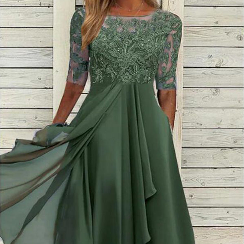 💖NOUVEL ARRIVAGE OFFRE LIMITÉE DANS LE TEMPS💖Élégante robe de cocktail fluide brodée
