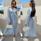 ⏳Réduction limitée de 50%🎁Robe fleurie tendance à manches longues, accentuant la taille, avec col en V et patte de boutonnage