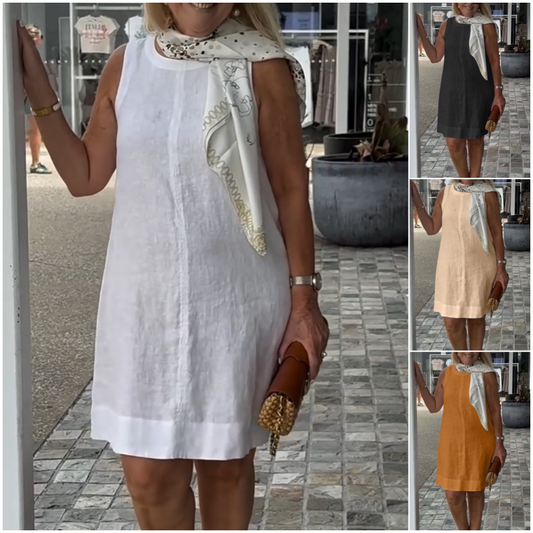 Robe décontractée sans manches à col rond pour femmes