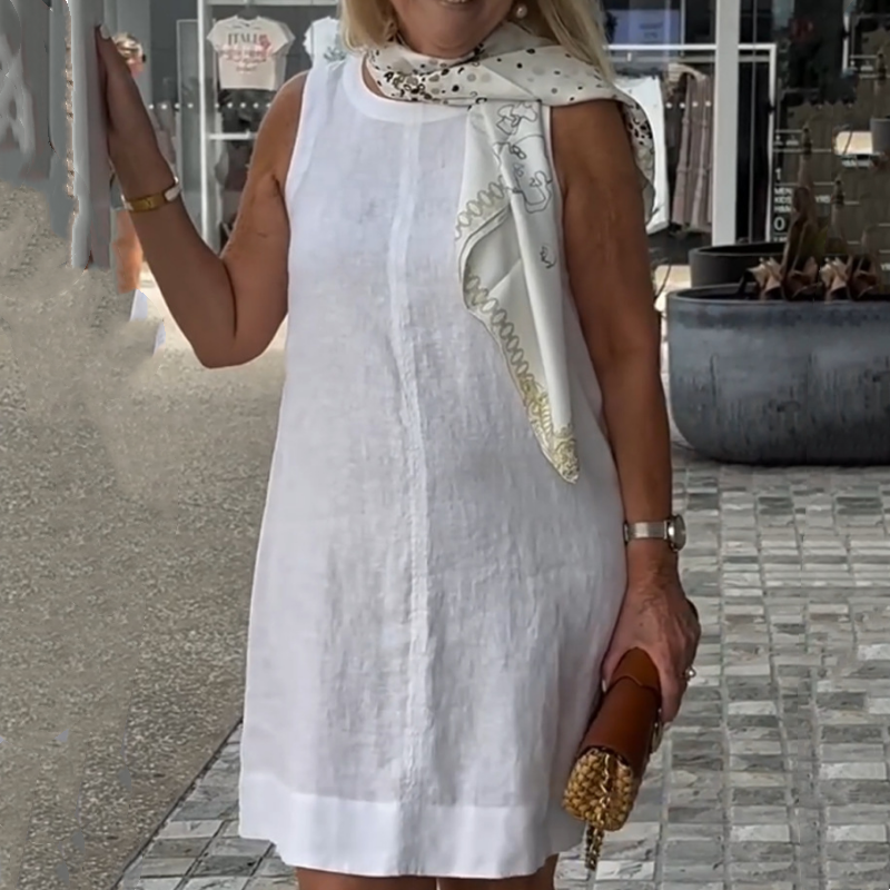 Robe décontractée sans manches à col rond pour femmes