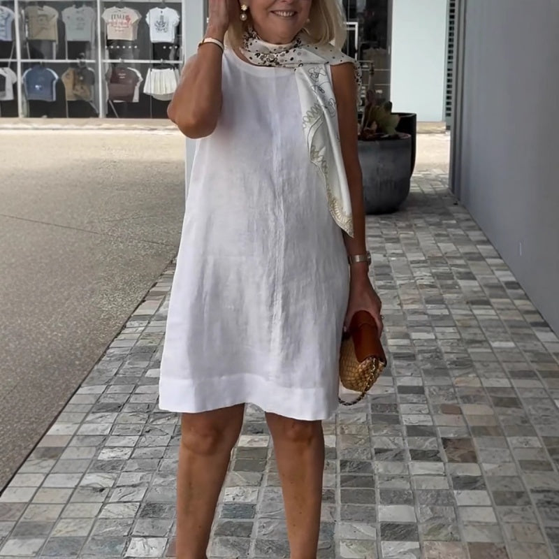 Robe décontractée sans manches à col rond pour femmes