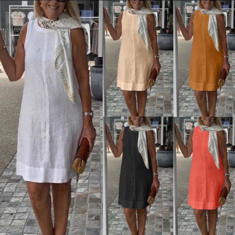Robe décontractée sans manches à col rond pour femmes