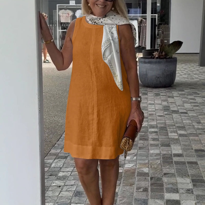 Robe décontractée sans manches à col rond pour femmes