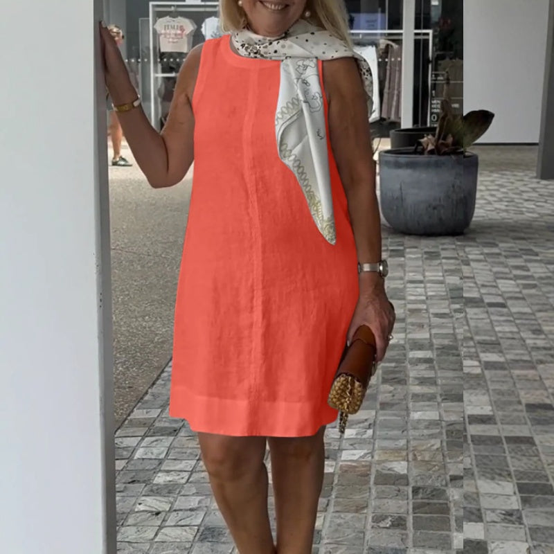 Robe décontractée sans manches à col rond pour femmes