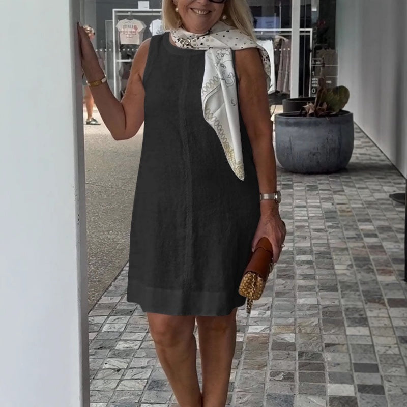 Robe décontractée sans manches à col rond pour femmes