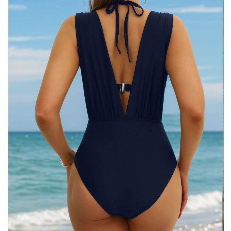 ⏳Temps limité 50% de réduction💥🩱étéExplosion☀️Zweiteiliges Ensemble de maillot de bain pour femme avec nœud en couleur unie