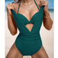 ⏳Temps limité 50% de réduction💥🩱étéExplosion☀️Zweiteiliges Ensemble de maillot de bain pour femme avec nœud en couleur unie