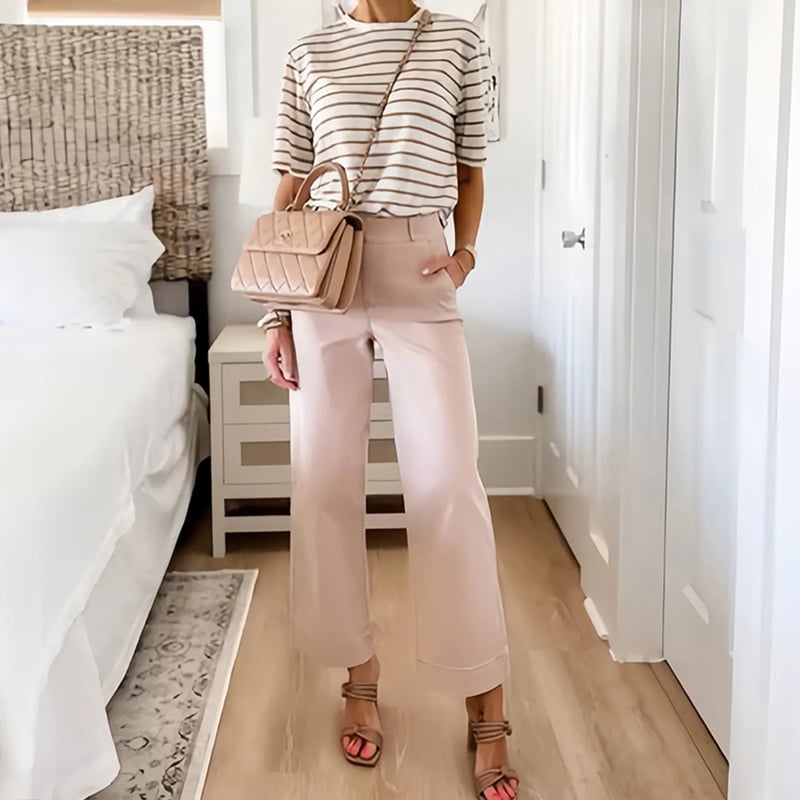 🔥VENTE CHAUDE 2025🔥Pantalon large court en sergé extensible