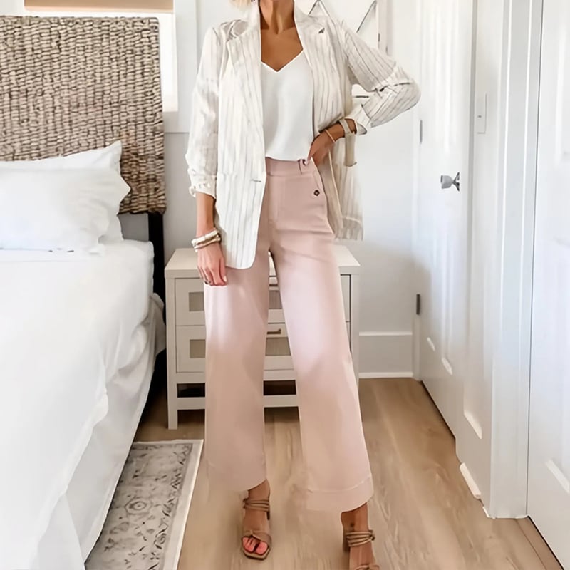 🔥VENTE CHAUDE 2025🔥Pantalon large court en sergé extensible