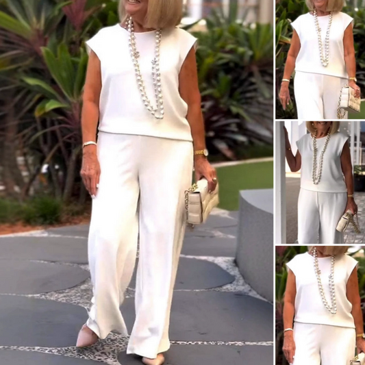 Meilleur vendeur✨️Haut sans manches à col rond et pantalon pour femmes(🔥53 % de réduction)