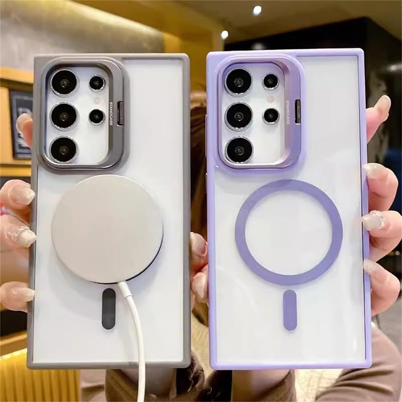 Étui magnétique pour téléphone avec béquille pour Samsung