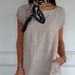 🏖️Soldes d'été 50% de réduction🌼Robe en coton à manches courtes à col rond pour femmes