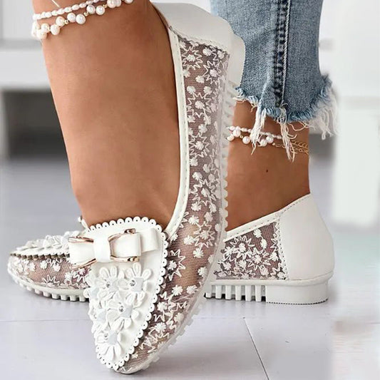 Chaussures à semelles souples et à fleurs pour femmes