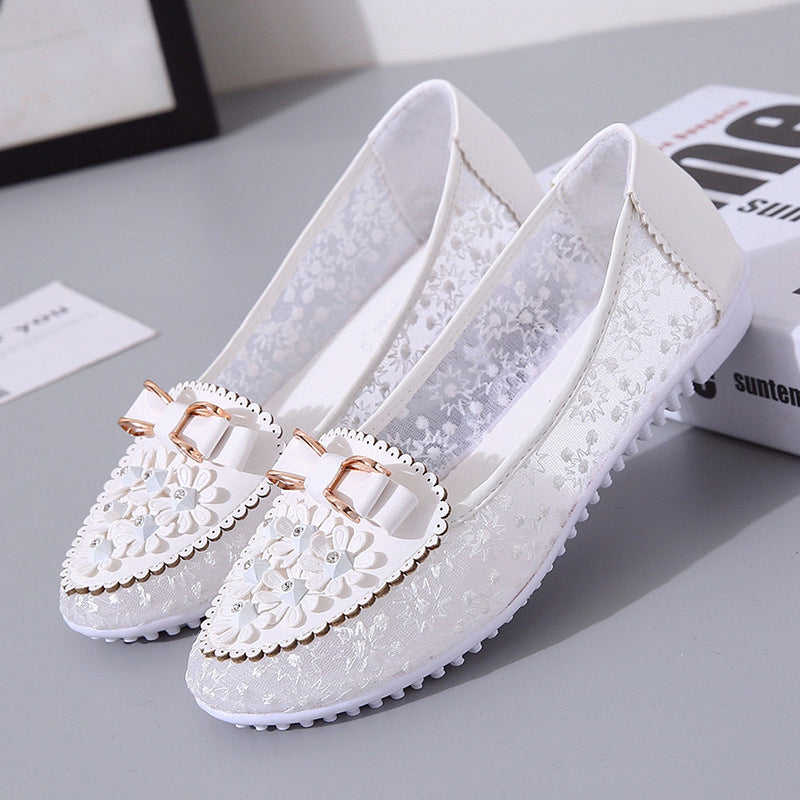 Chaussures à semelles souples et à fleurs pour femmes