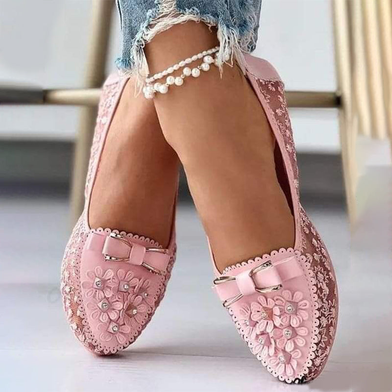 Chaussures à semelles souples et à fleurs pour femmes