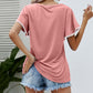 T-shirt décontracté à col rond et manches à pompons pour femme