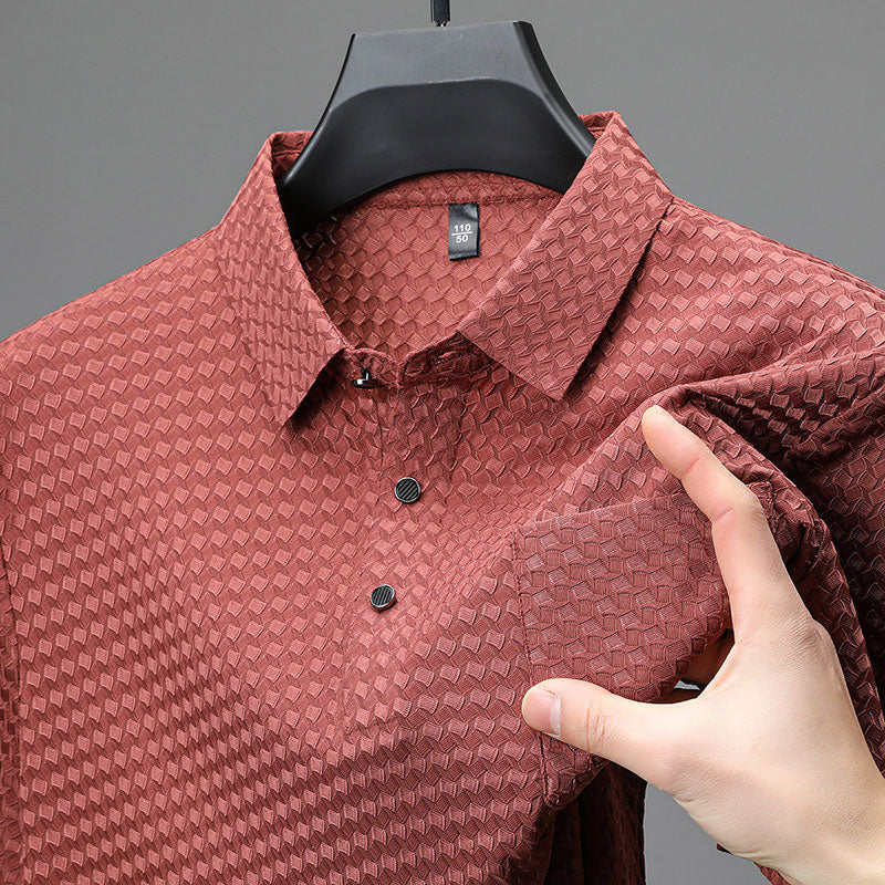 🔥 Chemise homme à manches courtes texturée 🌬️ Confortable et respirante, texture élégante, parfaite pour un usage professionnel et décontracté !