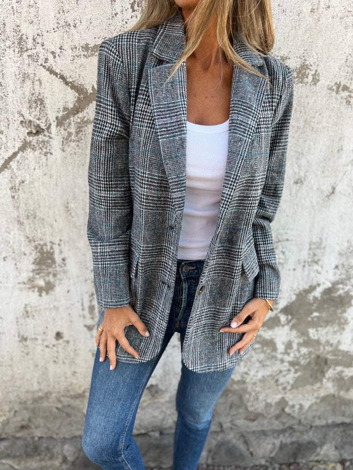 🔥Blazer à carreaux décontracté avec revers