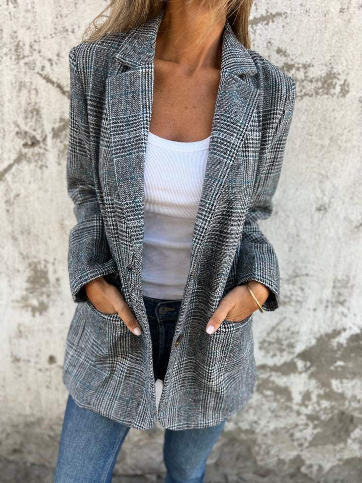 🔥Blazer à carreaux décontracté avec revers