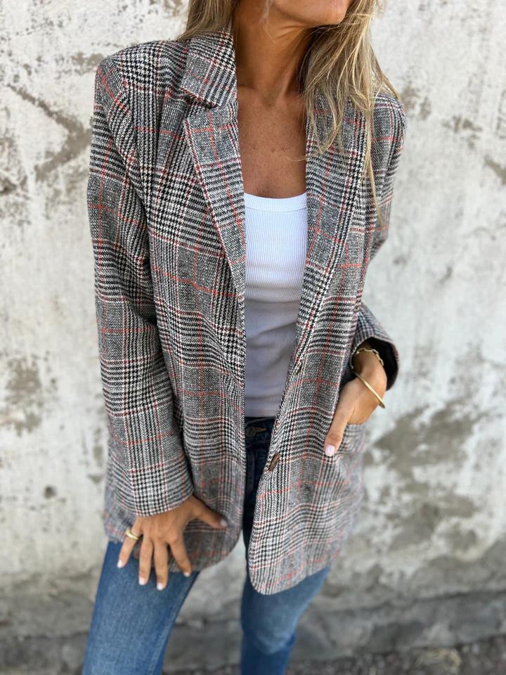 🔥Blazer à carreaux décontracté avec revers