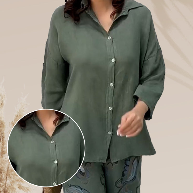 Ensemble deux pièces pour femme, cardigan ample et pantalon taille haute