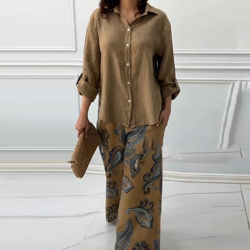 Ensemble deux pièces pour femme, cardigan ample et pantalon taille haute