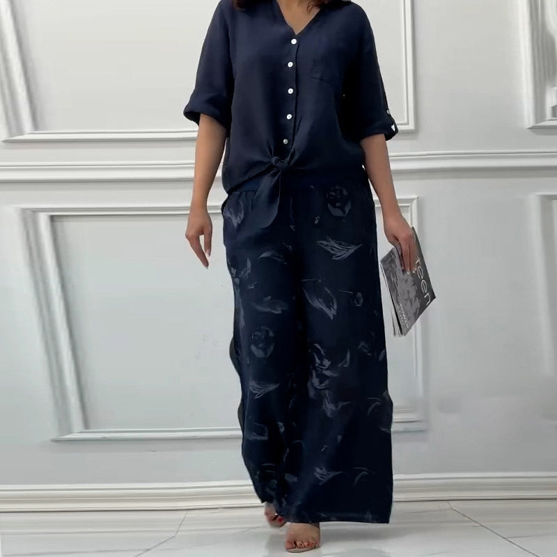 Ensemble deux pièces pour femme, cardigan ample et pantalon taille haute