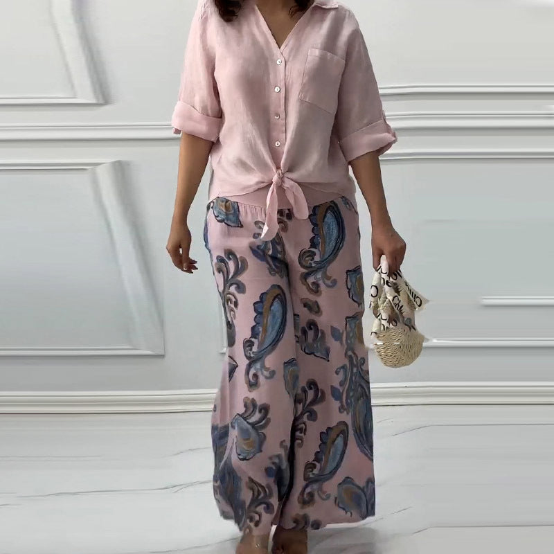 Ensemble deux pièces pour femme, cardigan ample et pantalon taille haute