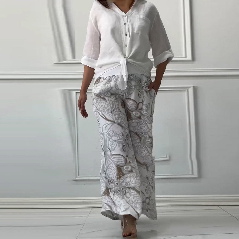 Ensemble deux pièces pour femme, cardigan ample et pantalon taille haute