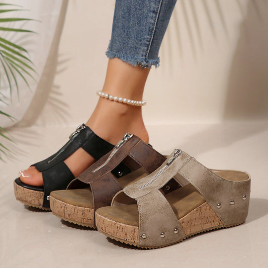 🔥 Sandales orthopédiques à bout ouvert et à talon compensé à la mode.