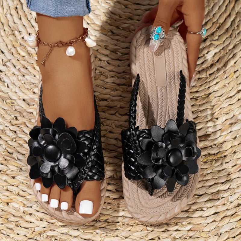 ⏳ 50% de réduction pour une durée limitée ! 💥Sandales tissées à fleurs pour femmes