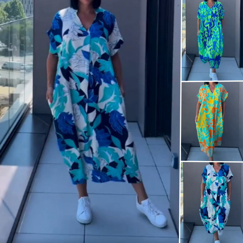 ✨Casual élégant imprimé V - cou robe pour les femmes(🔥51% de réduction)