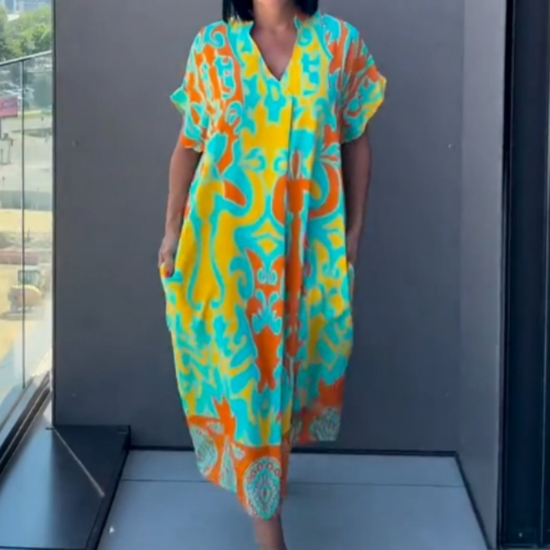 ✨Casual élégant imprimé V - cou robe pour les femmes(🔥51% de réduction)