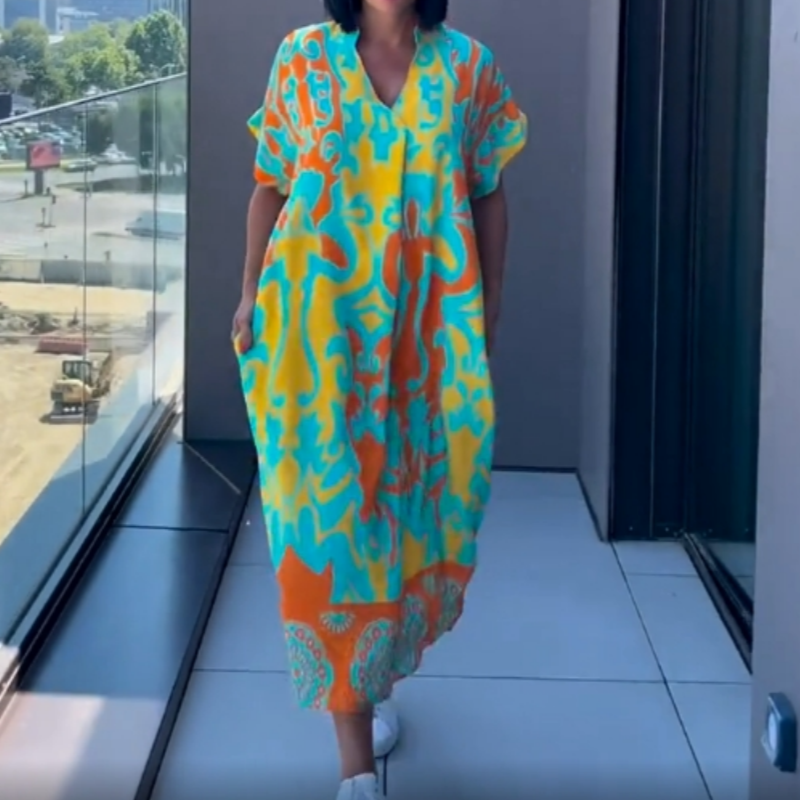✨Casual élégant imprimé V - cou robe pour les femmes(🔥51% de réduction)