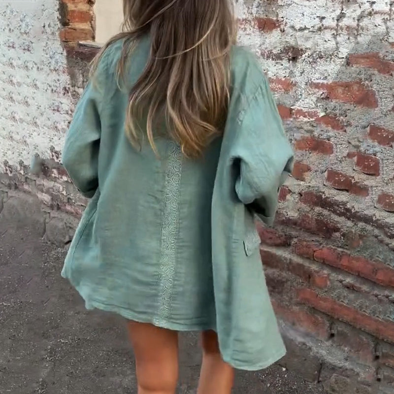 ⏳Réduction limitée de 50%🎁Blazer à ouverture frontale en coton et lin pour femmes