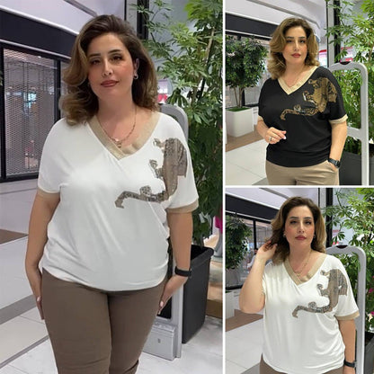 🔥Vente chaude d'été -50 %🔥Haut décontracté élégant imprimé à col en V pour femme
