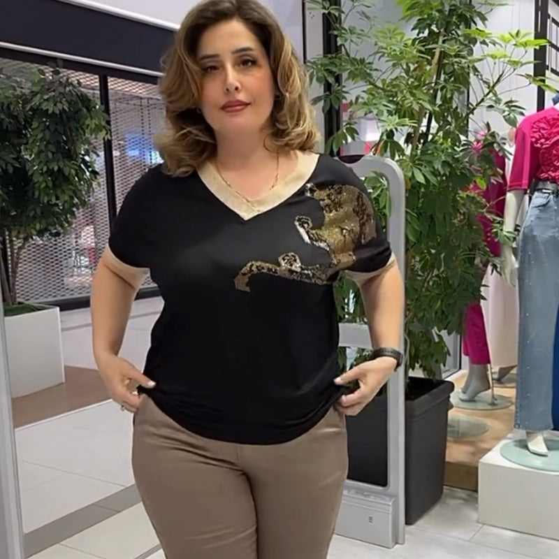 🔥Vente chaude d'été -50 %🔥Haut décontracté élégant imprimé à col en V pour femme