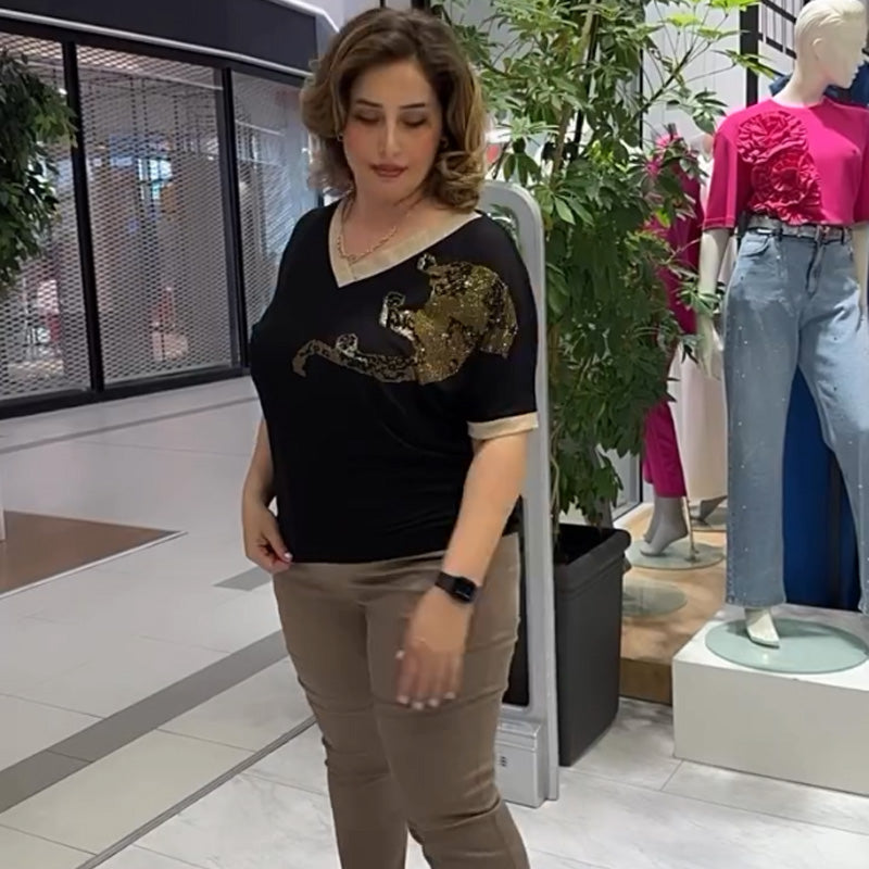 🔥Vente chaude d'été -50 %🔥Haut décontracté élégant imprimé à col en V pour femme