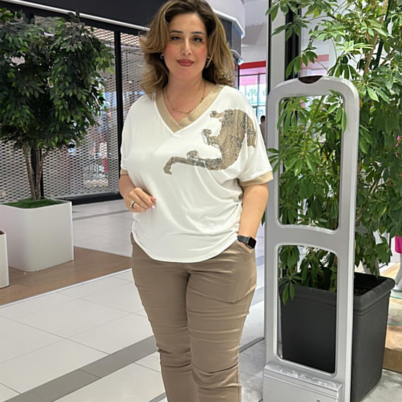 🔥Vente chaude d'été -50 %🔥Haut décontracté élégant imprimé à col en V pour femme