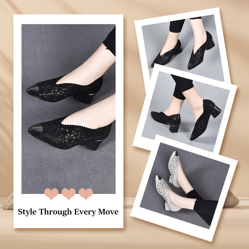 👠Nouveaux produits 2025🏆Sandales en maille creuse avec strass et talons hauts(52% de réduction)