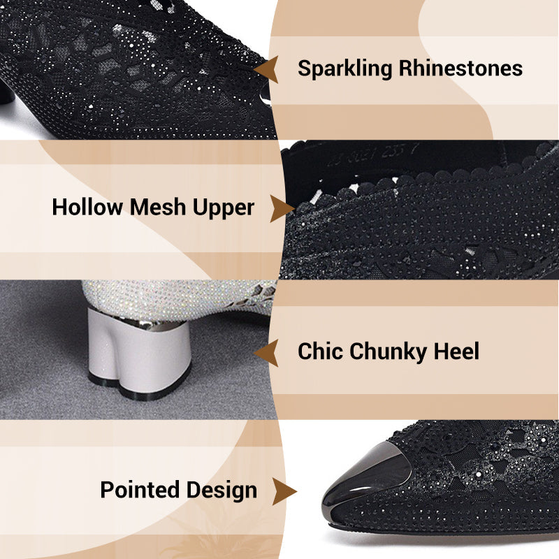 👠Nouveaux produits 2025🏆Sandales en maille creuse avec strass et talons hauts(52% de réduction)