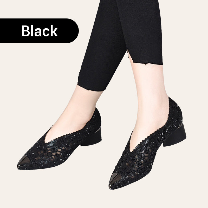 👠Nouveaux produits 2025🏆Sandales en maille creuse avec strass et talons hauts(52% de réduction)