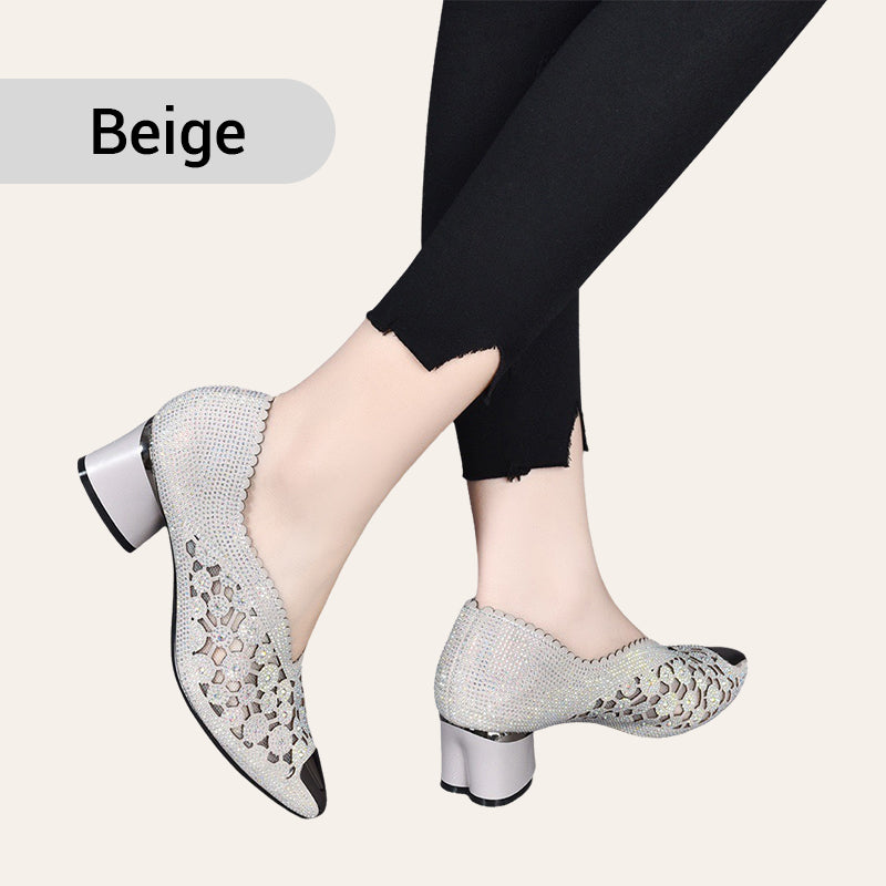 👠Nouveaux produits 2025🏆Sandales en maille creuse avec strass et talons hauts(52% de réduction)