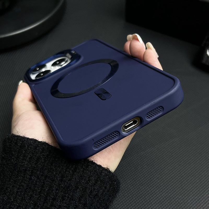 Objectif de luxe Cas de support métallique magnétique pour iPhone(Film d'objectif gratuit）