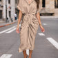 Robe chemise boutonnée en satin pour femme