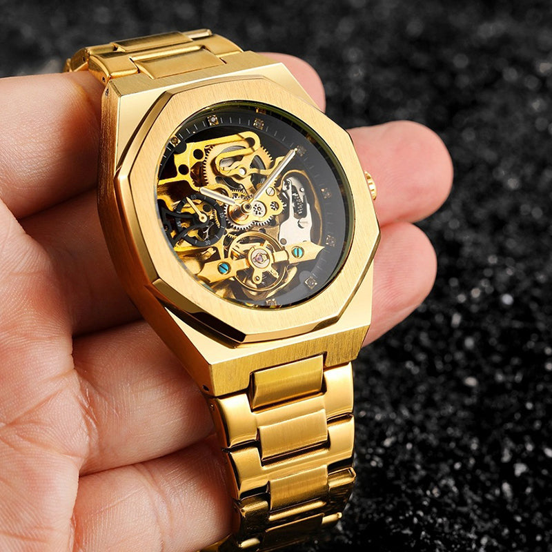 Montre mécanique de luxe squelette pour hommes